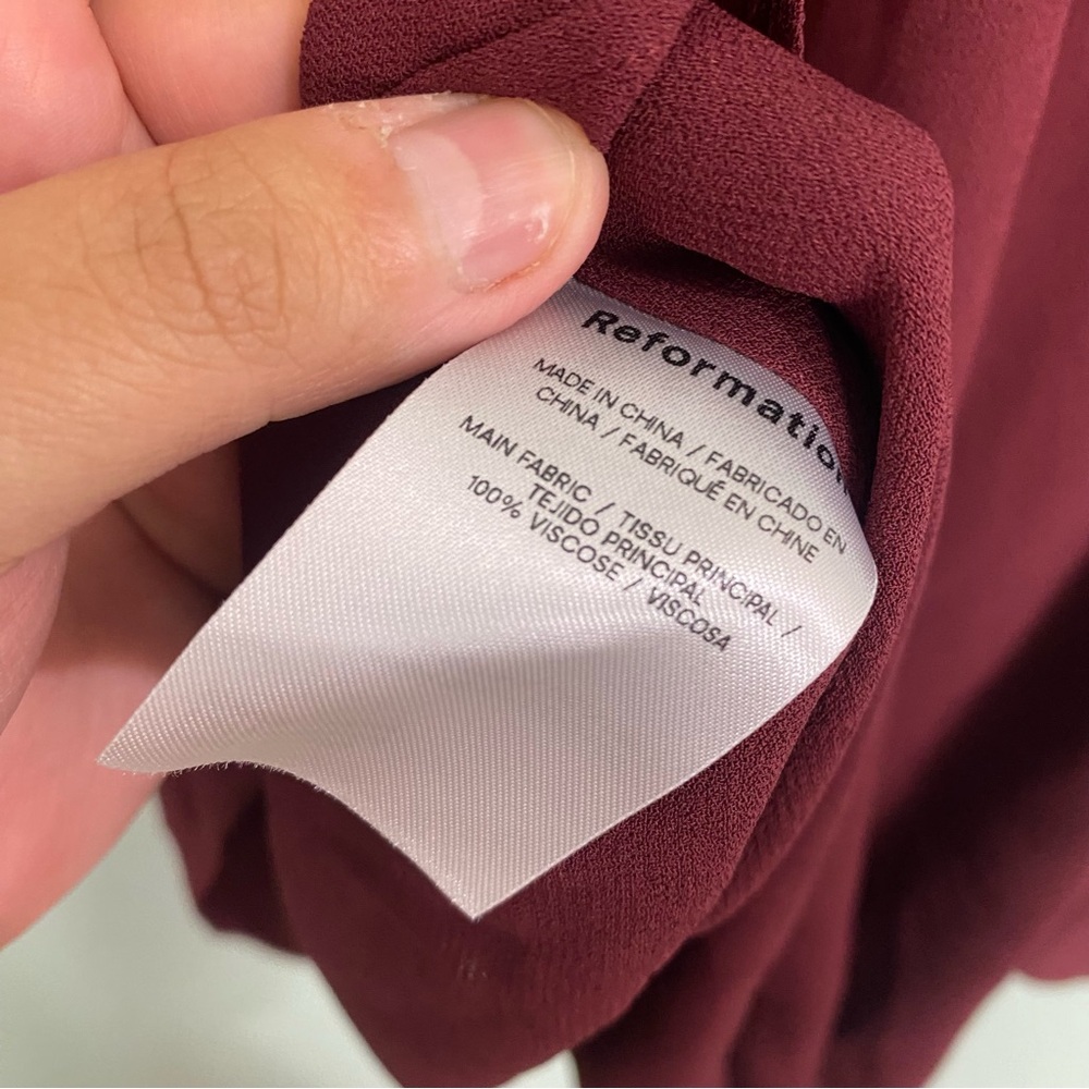Reformation Brandi Mini Long Sleeve Burgundy Red Maroon Dress Medium Petite - Picture 8 of 9